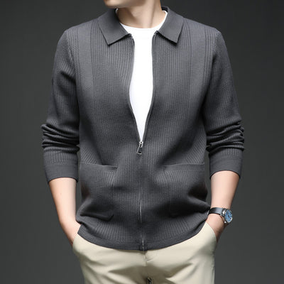 Cardigan Tejido con Cierre para Hombre - Abrigo Casual Elegante - Image 3