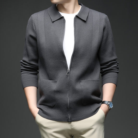 Cardigan Tejido con Cierre para Hombre - Abrigo Casual Elegante - Image 3