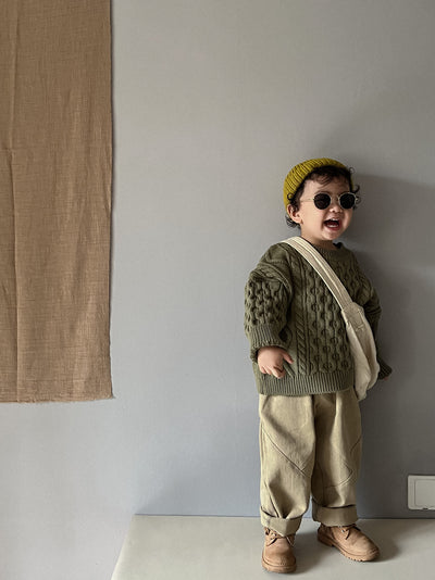 Suéter Infantil Retro con Patrón de Trenza Tejido - Image 29
