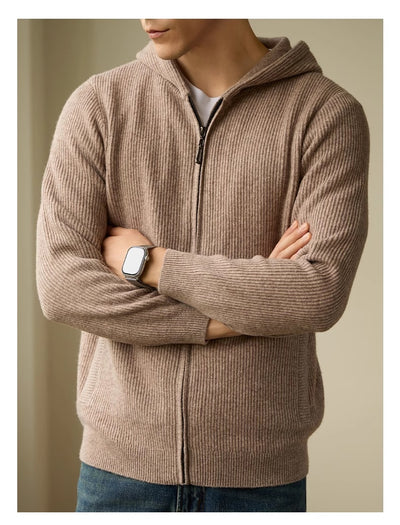 Cardigan de Lana Pura con Capucha para Hombre - Suéter Otoño Invierno - Image 4