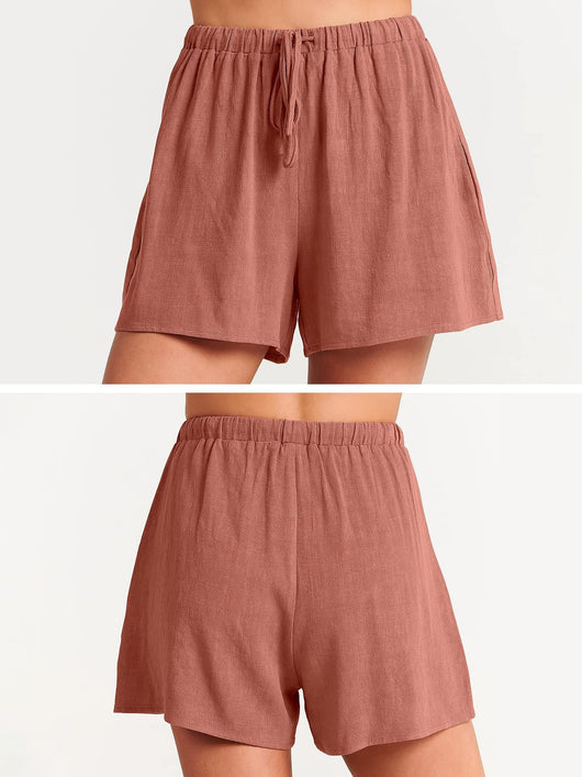 Conjunto de Dos Piezas Shorts Sueltos de Algodón y Lino para Mujer - Image 15