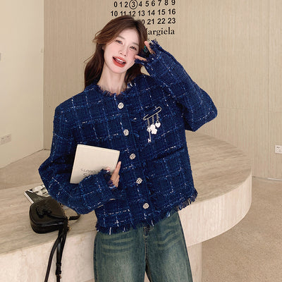 Chaqueta Retro Azul Premium con Detalles de Borlas