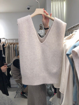 Chaleco de Lana Suelta con Escote en V Doble para Otoño e Invierno - Image 7