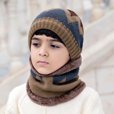 Conjunto de Gorro y Babero Tejido para Niños - Diseño Coreano Letras Abrigado Invierno - Image 4
