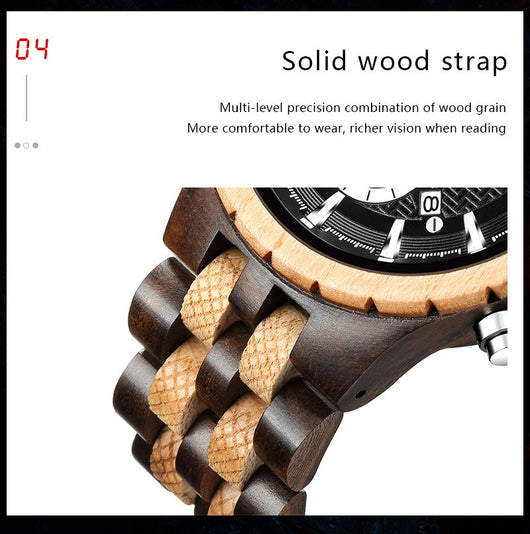 Reloj Deportivo de Madera Multifuncional con Movimiento de Cuarzo - Image 6