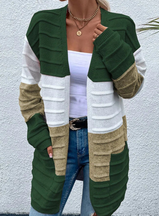 Cardigan Rayado de Moda para Mujer con Bolsillos Grandes - Abrigo Versátil Otoño Invierno - Image 20