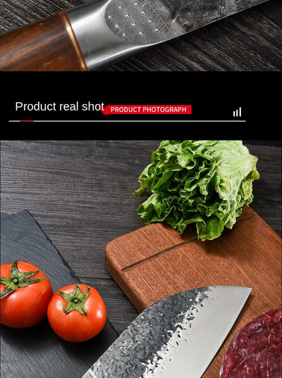 Cuchillo de Chef Forjado a Mano con Hoja Martillada de Acero - Image 16