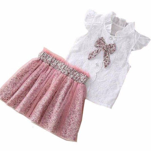 Conjunto de Verano para Niñas con Flores - Blusa Corta y Falda Coordinada - Image 4