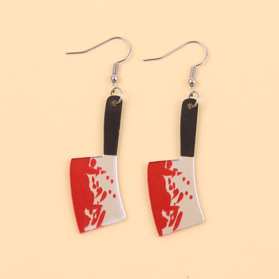 Aretes de Hacha Ensangrentada Halloween - Diseño Acrílic Retro
