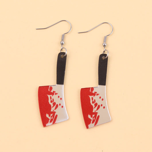 Aretes de Hacha Ensangrentada Halloween - Diseño Acrílic Retro
