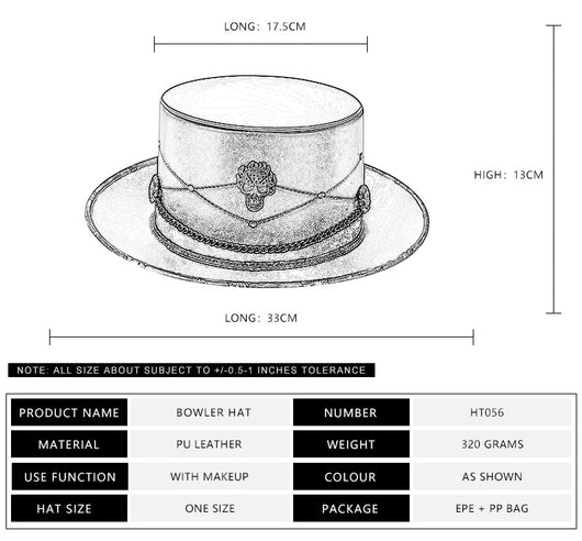 Sombrero de Copa Calavera Mágica en Cuero PU Negro - Accesorios de Foto para Mujer - Image 10