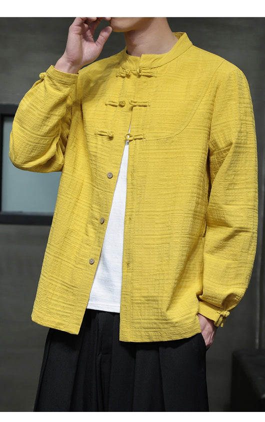 Camisa Retro Tang Chino - Algodón y Lino con Cierre Tradicional para Hombre - Image 32