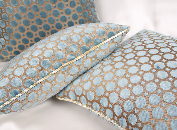 Cojín Grande para Cabecera con Lunares Azules - Almohada Decorativa para Sofá