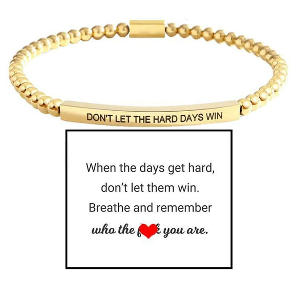 Pulsera de Cadena Acero Inoxidable Unisex con Cuentas de Oro Grabadas