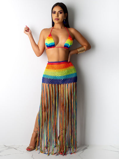 Traje Casual de Ganchillo Artesanal con Detalles de Borlas - Image 7