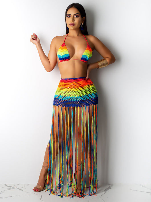 Traje Casual de Ganchillo Artesanal con Detalles de Borlas - Image 7