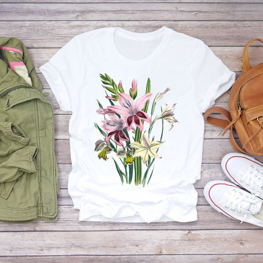 Blusa Estampado Floral Blanca Manga Corta