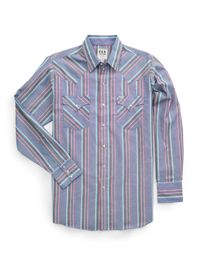 Camisa Occidental a Rayas de Manga Larga para Hombre - Image 8