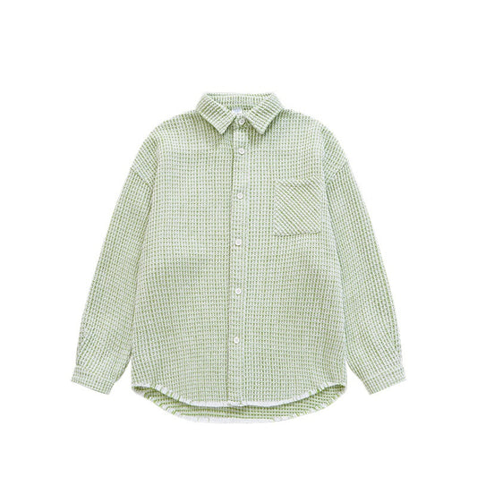Abrigo Camisa Cuadros Otoño Invierno Oversize Borde Deshilachado - Image 2