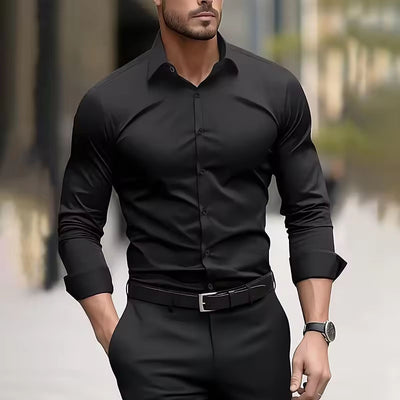 Camisa Elástica Cuatro Direcciones para Hombre - Manga Larga - Image 25