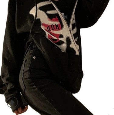 Chamarra Sudadera con Capucha y Estampado de Calavera