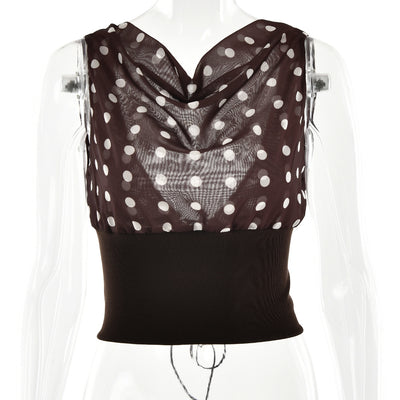 Blusa Crop Top Chiffon con Lunares y Espalda Descubierta - Top Casual Verano - Image 11