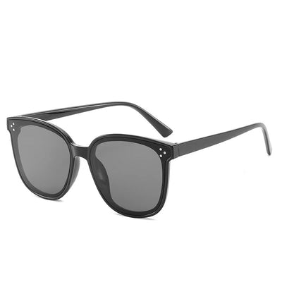 Cream square-style sunglasses with dark lenses, featuring small silver accents on the frame corners. - Image 12
