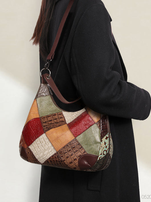 Bolso Tote de Cuero Genuino con Costura Decorativa - Gran Capacidad - Image 16