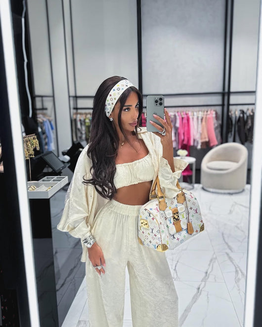 Conjunto de 3 Piezas: Camisa Manga Larga con Solapa, Top Tubo y Pantalón Ancho - Image 10