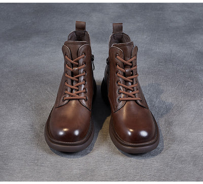 Botas Martin Cortas de Cuero con Cordones y Escote en V - Image 13