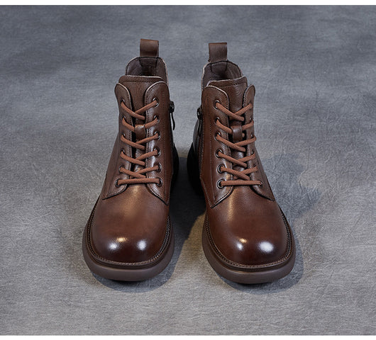 Botas Martin Cortas de Cuero con Cordones y Escote en V - Image 13