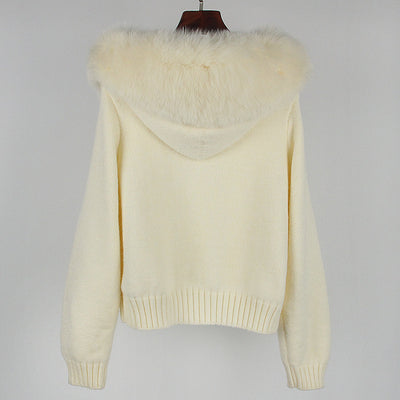 Abrigo de Primavera para Mujer con Cuello de Zorro Real y Capucha - Image 48