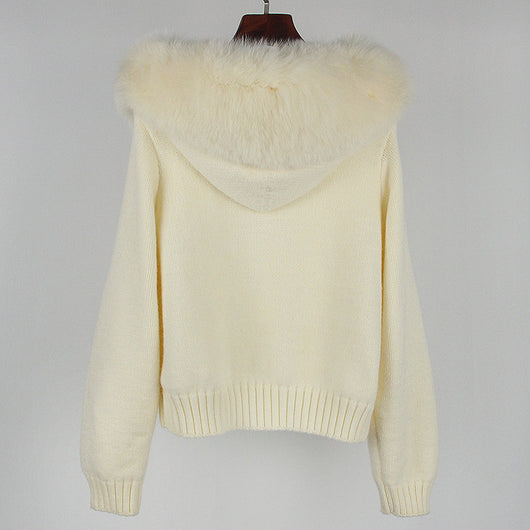 Abrigo de Primavera para Mujer con Cuello de Zorro Real y Capucha - Image 48