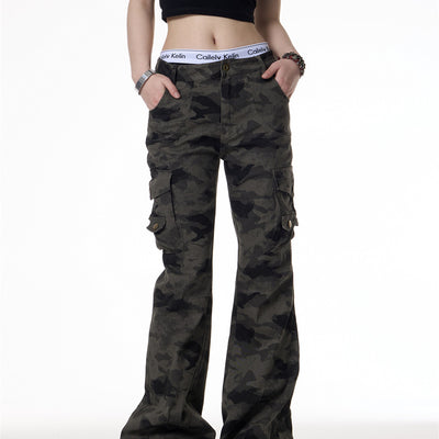 Pantalones Cargo Estilo Retro Americano con Múltiples Bolsillos