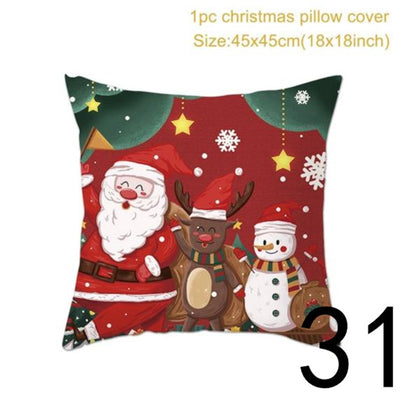 Funda de Almohada Navideña con Estampado Santa para Decoración del Hogar - Image 67