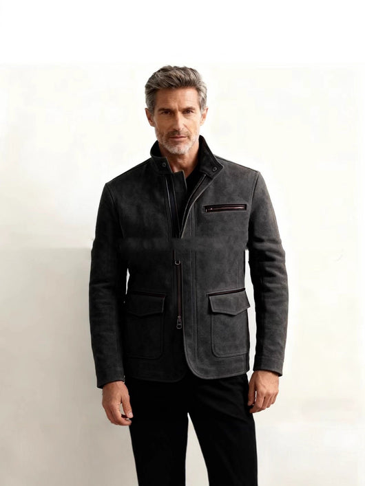 Chaqueta Casual Vintage con Cuello de Pie y Cierre de Cremallera para Hombre - Image 9