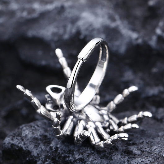 Anillo de Calavera Araña en Plata 925 Pulida - Image 3