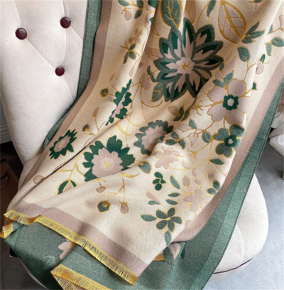 Bufanda Floral Cálida en Jacquard de Falso Cachemira para Mujer - Image 10