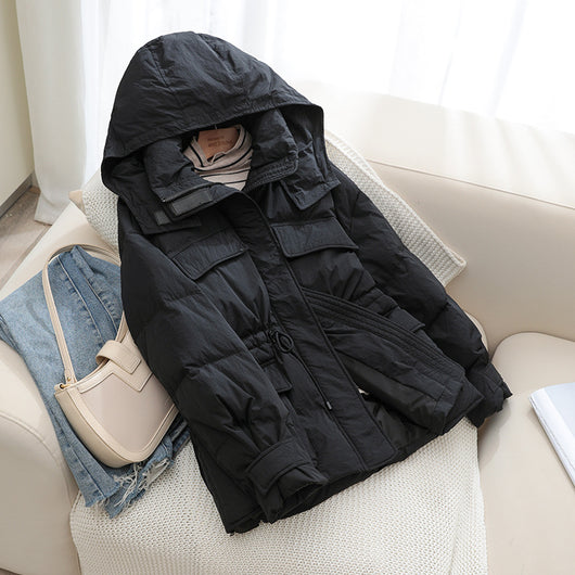 Abrigo Acolchado Blanco con Capucha - Corte Ceñido Térmico Invierno - Image 9