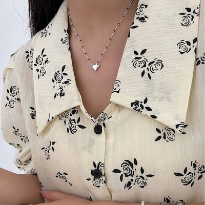 Collar de Plata 925 con Dije de Corazón y Cruz en Esmalte Negro - Image 3