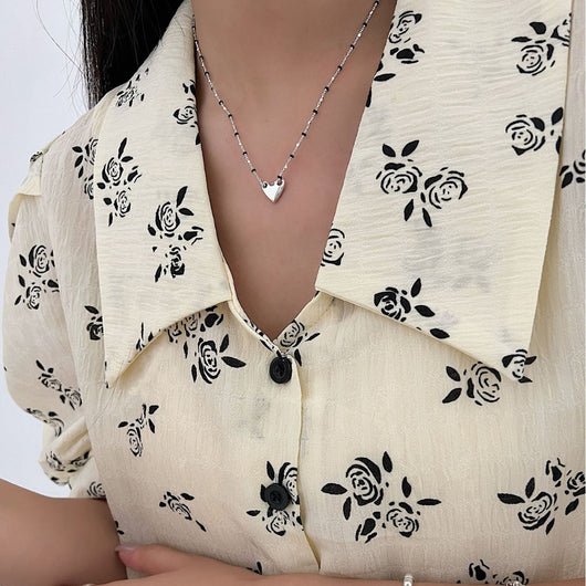 Collar de Plata 925 con Dije de Corazón y Cruz en Esmalte Negro - Image 3
