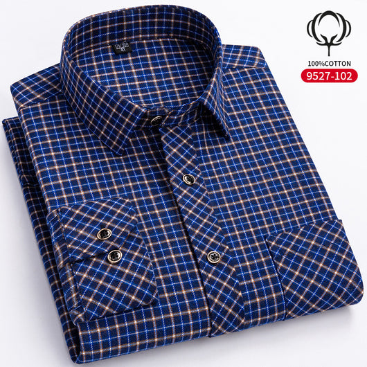 Camisa de Cuadros Suelta en Algodón para Hombre de Manga Larga - Image 7