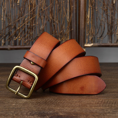 Cinturón de Cuero Genuino para Hombre con Hebilla de Cobre - Estilo Vintage - Image 10