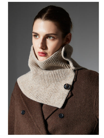 Bufanda de Lana Tejida con Flores y Botones - Estilo Europeo Otoño Invierno - Image 23
