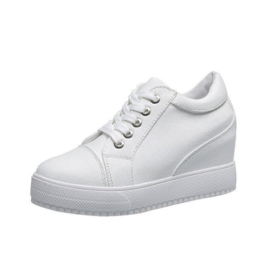 Zapatos Blancos Transpirables para Mujer con Aumento de Altura Interior y Plataforma de Lona - Image 2