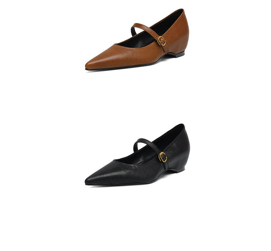 Pumps Retro Francés Punta Fina de Piel de Oveja para Mujer - Image 22