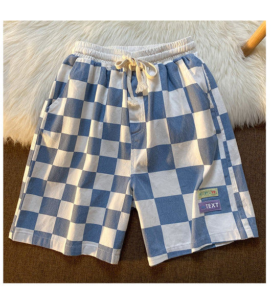 Pantalones Cortos Cuadros Contrastantes Estilo Deportivo Ancho Recto - Image 15