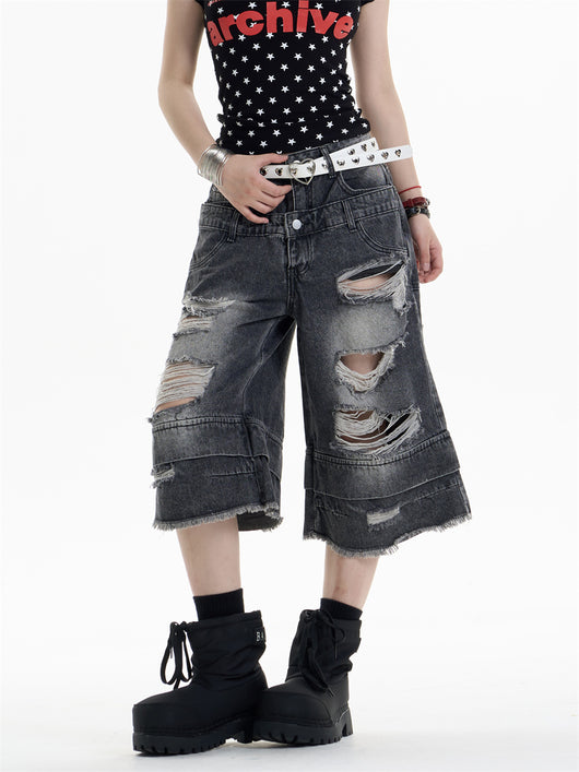 Shorts Denim Rotos Cintura Alta Sueltos para Mujer - Image 16