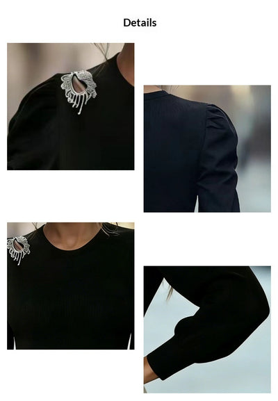 Blusa Tejida con Mangas Abullonadas - Base Layer Elegante Estilo Francés - Image 15