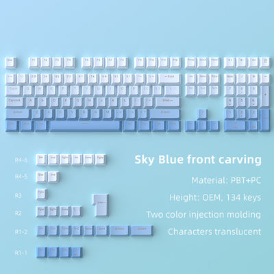 Keycaps Mecánicos PBT Degradado Azul Cielo con Grabado Luminoso - Image 8